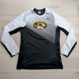 Missouri Tigers Mizzou Shirt Mens M Nike Compression Black Dri Fit Long Sleeve